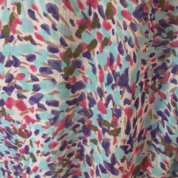 Esprit Women's Cap Sleeve Blouse Boho Floral Sheer Ruffle Size Medium - Picture 9 of 12